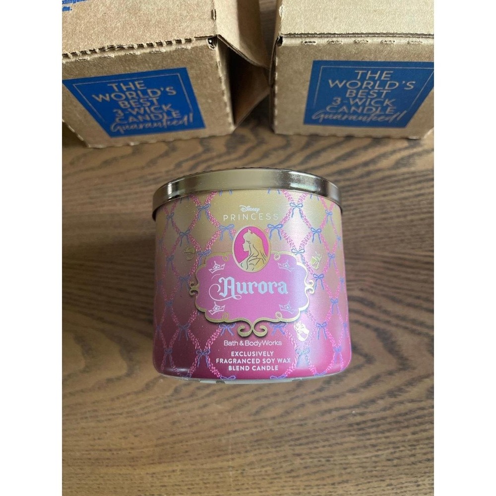 Bath & Body Works Disney Princess Aurora 3 Wick Candle NEW